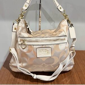 Coach Poppy Beige Signature Shoulder Bag